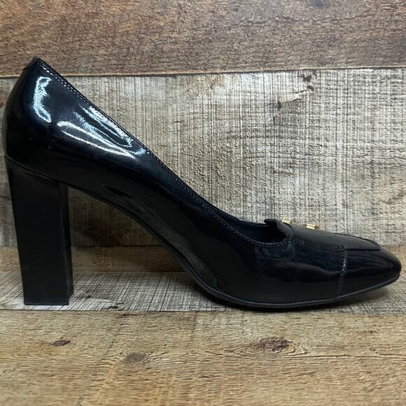 Tod's Black Patent Leather Square Toe Block Heels Size 41 10.5 11 - Picture 3 of 11
